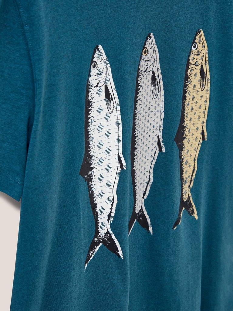 Pattern Fish Graphic Tshirt in MID TEAL - FLAT DETAIL
