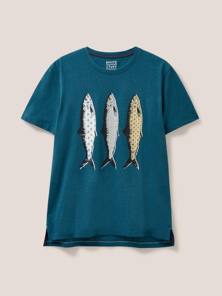 Pattern Fish Graphic Tshirt in MID TEAL - FLAT FRONT