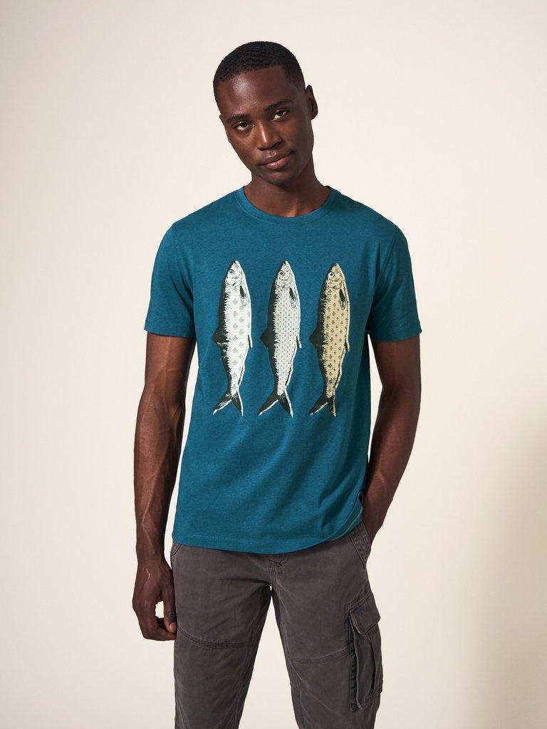 Pattern Fish Graphic Tshirt in MID TEAL | White Stuff