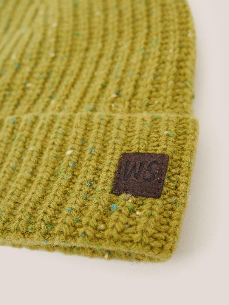 Wool Ribbed Beanie in MID CHART - FLAT DETAIL