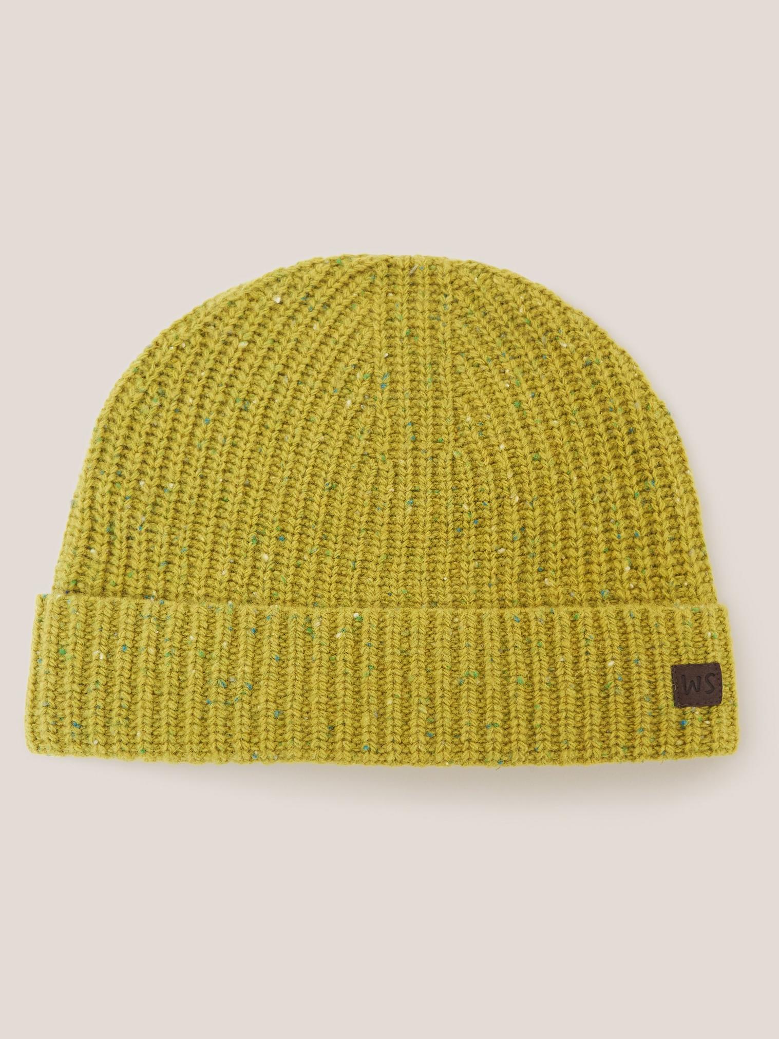 Wool Ribbed Beanie in MID CHART - FLAT FRONT