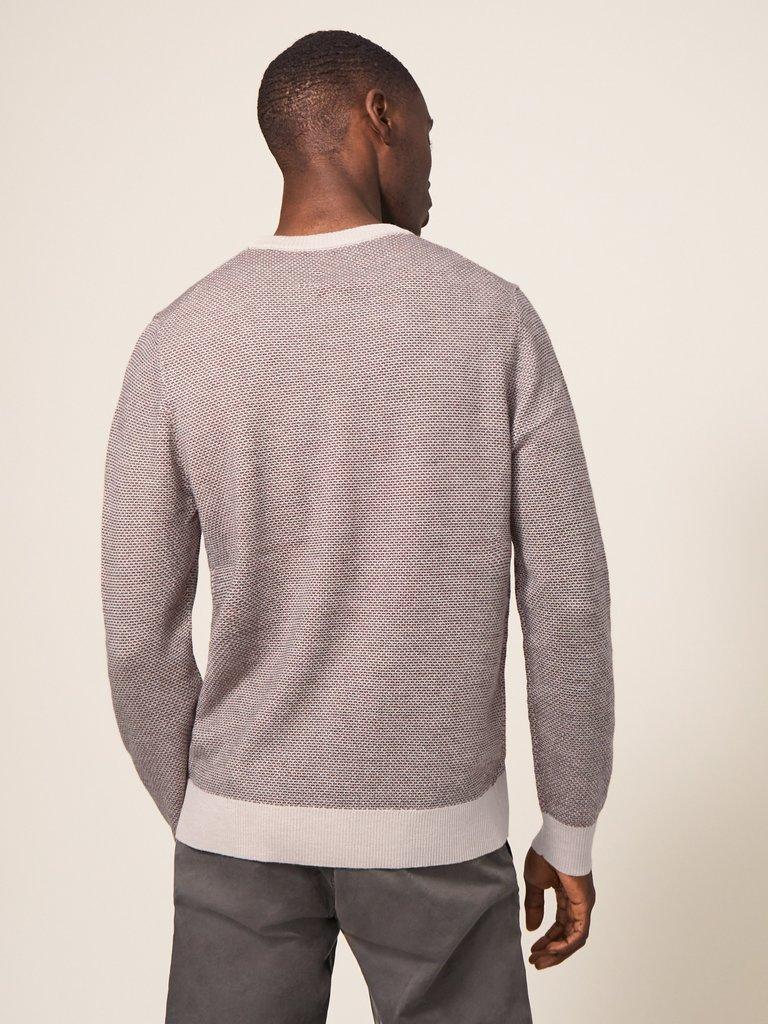 Newport Merino Wool Jumper in DK NAT - MODEL BACK