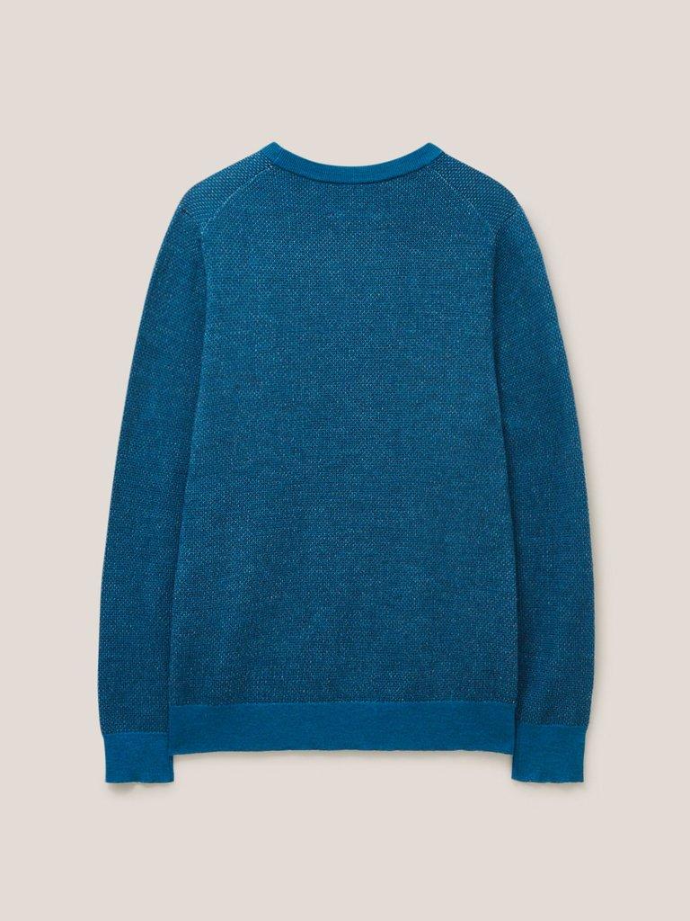 Newport Merino Wool Jumper in MID TEAL - FLAT BACK