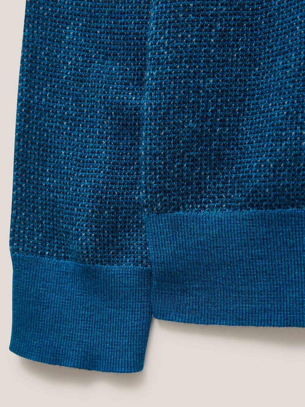 Newport Merino Wool Jumper in MID TEAL - FLAT DETAIL