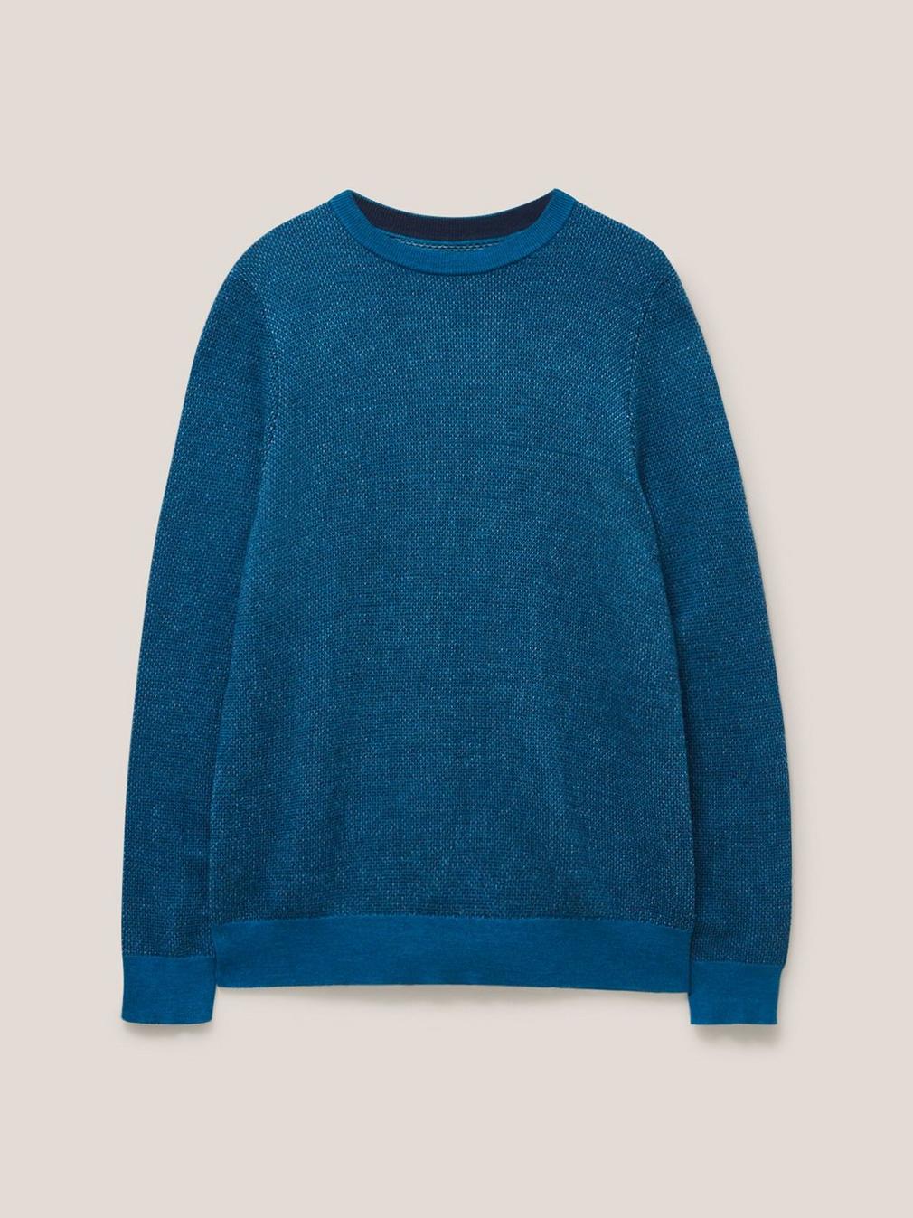 Newport Merino Wool Jumper in MID TEAL - FLAT FRONT