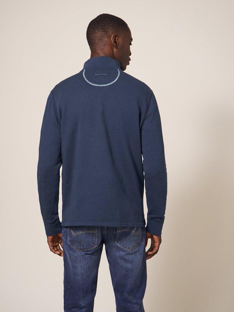 Hilton Zip Neck in DARK NAVY - MODEL BACK