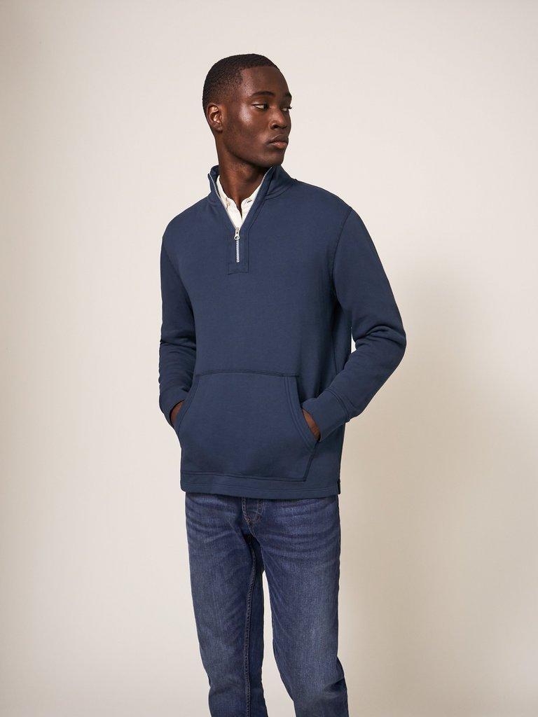 Hilton Zip Neck in DARK NAVY - MODEL DETAIL