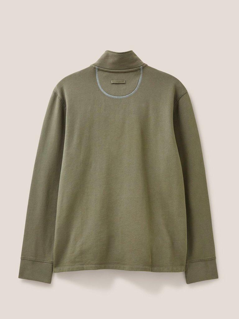 Hilton Zip Neck in KHAKI GRN - FLAT BACK