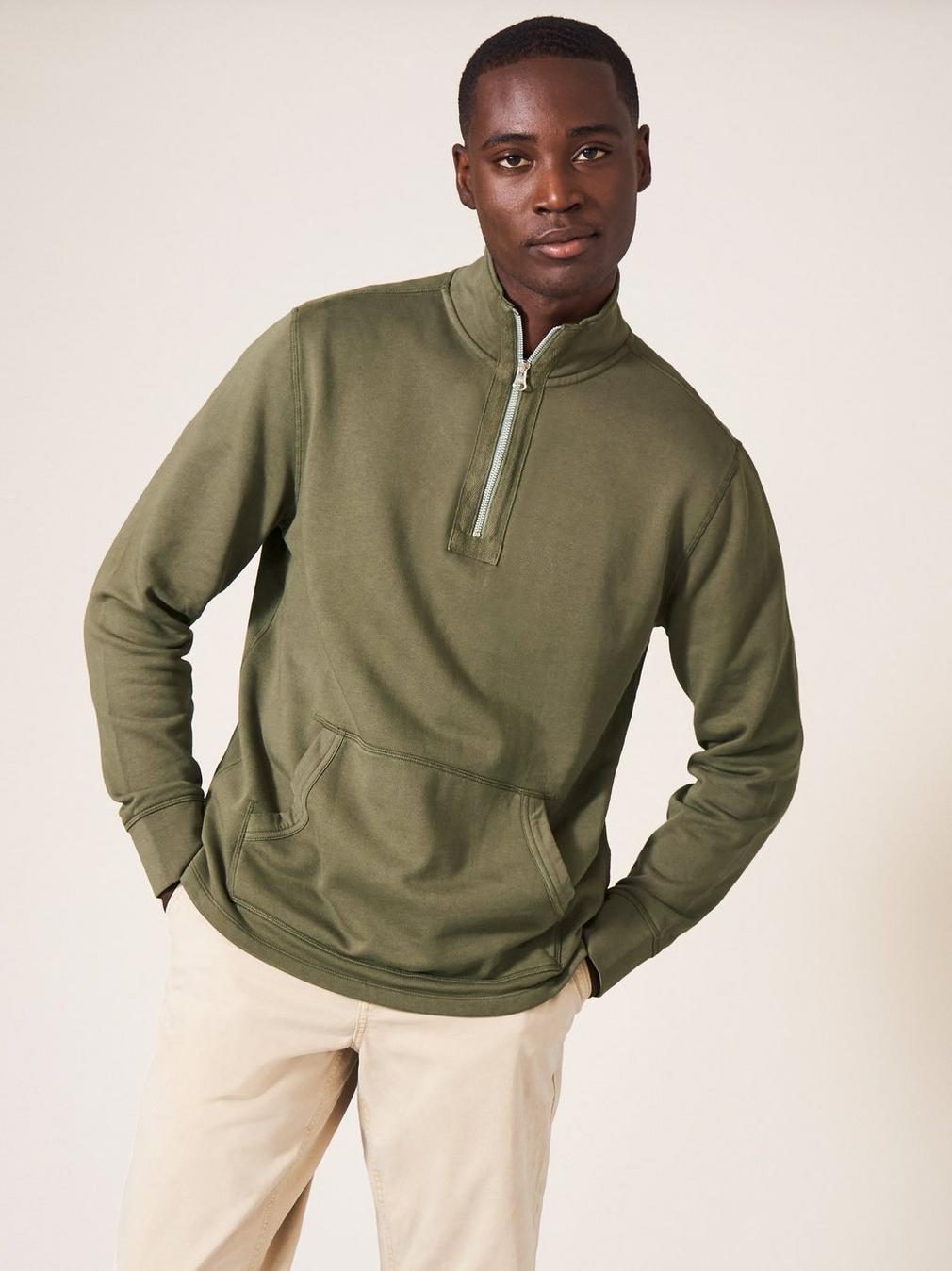 Hilton Zip Neck in KHAKI GRN - LIFESTYLE