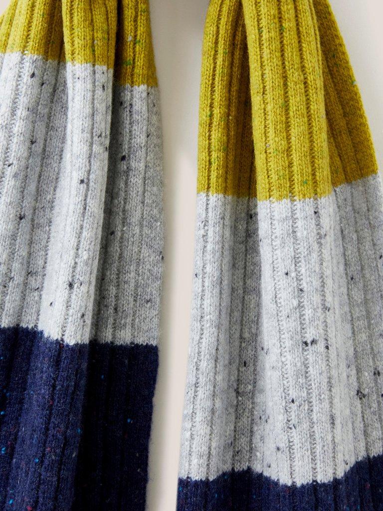 Stripe Wool Ribbed Scarf in GREY MLT - FLAT DETAIL