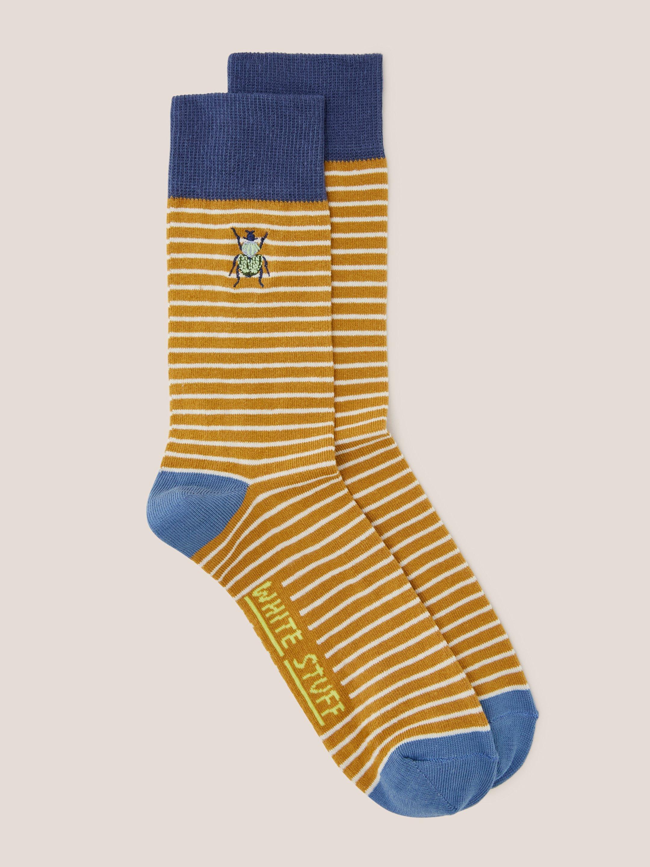 Bug Embroidered Ankle Sock in MID CHART - FLAT FRONT
