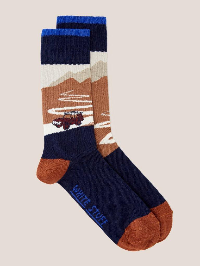 Roadtrip Scenic Ankle Sock in NAVY MULTI - FLAT FRONT