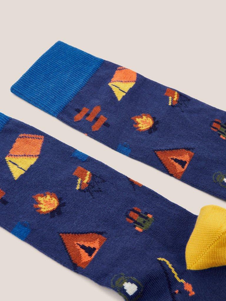 Campsite Ankle Sock in NAVY MULTI - FLAT DETAIL