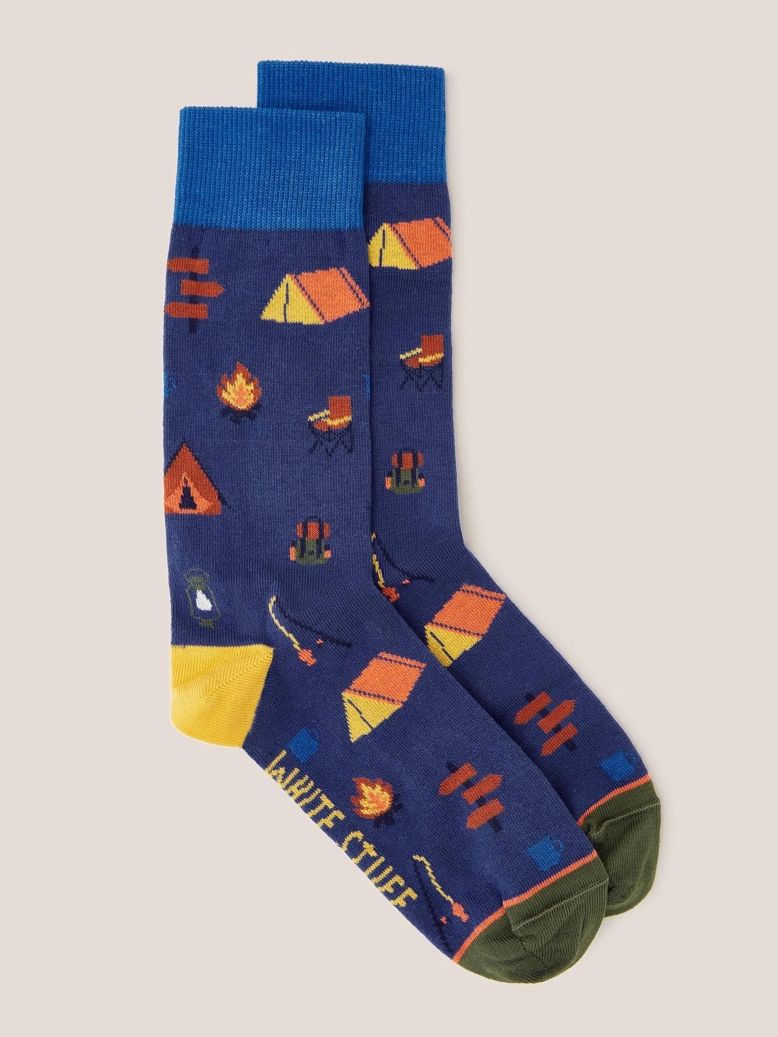 Campsite Ankle Sock in NAVY MULTI - FLAT FRONT