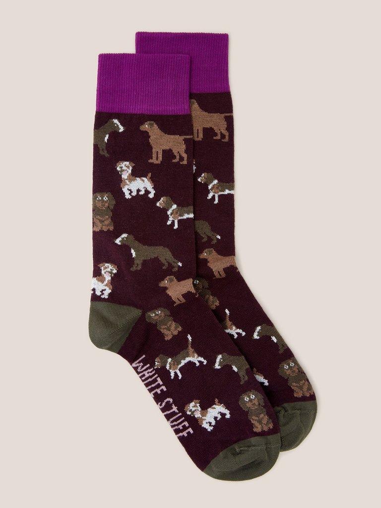 Mixed Dog Ankle Sock in DEEP RED - FLAT FRONT