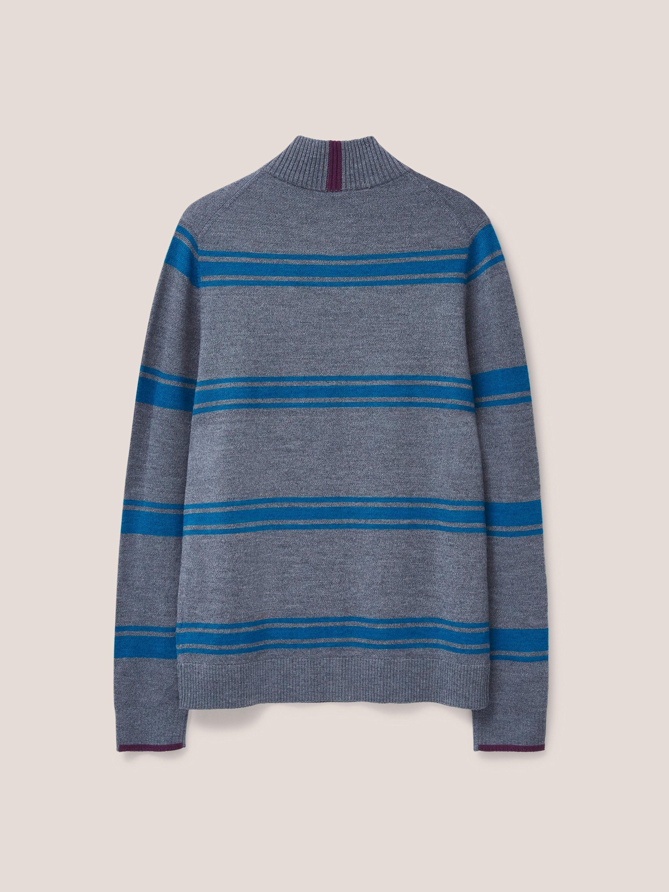 Newport Merino Stripe Funnel   in CHARC GREY - FLAT BACK