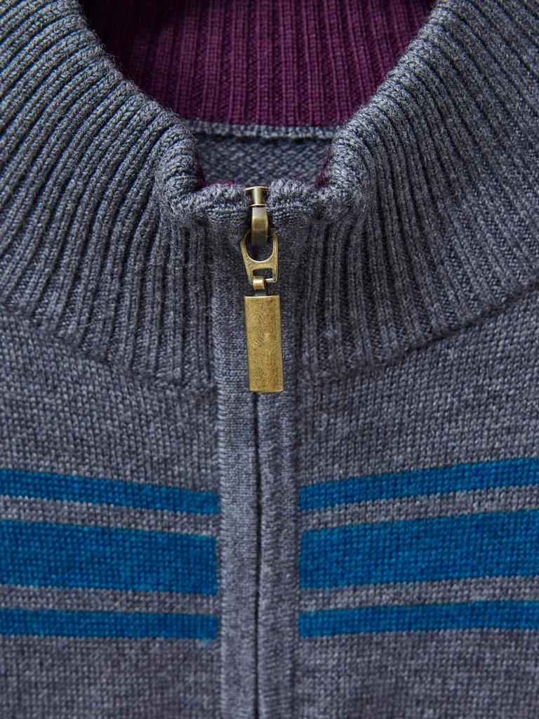 Newport Merino Stripe Funnel   in CHARC GREY - FLAT DETAIL