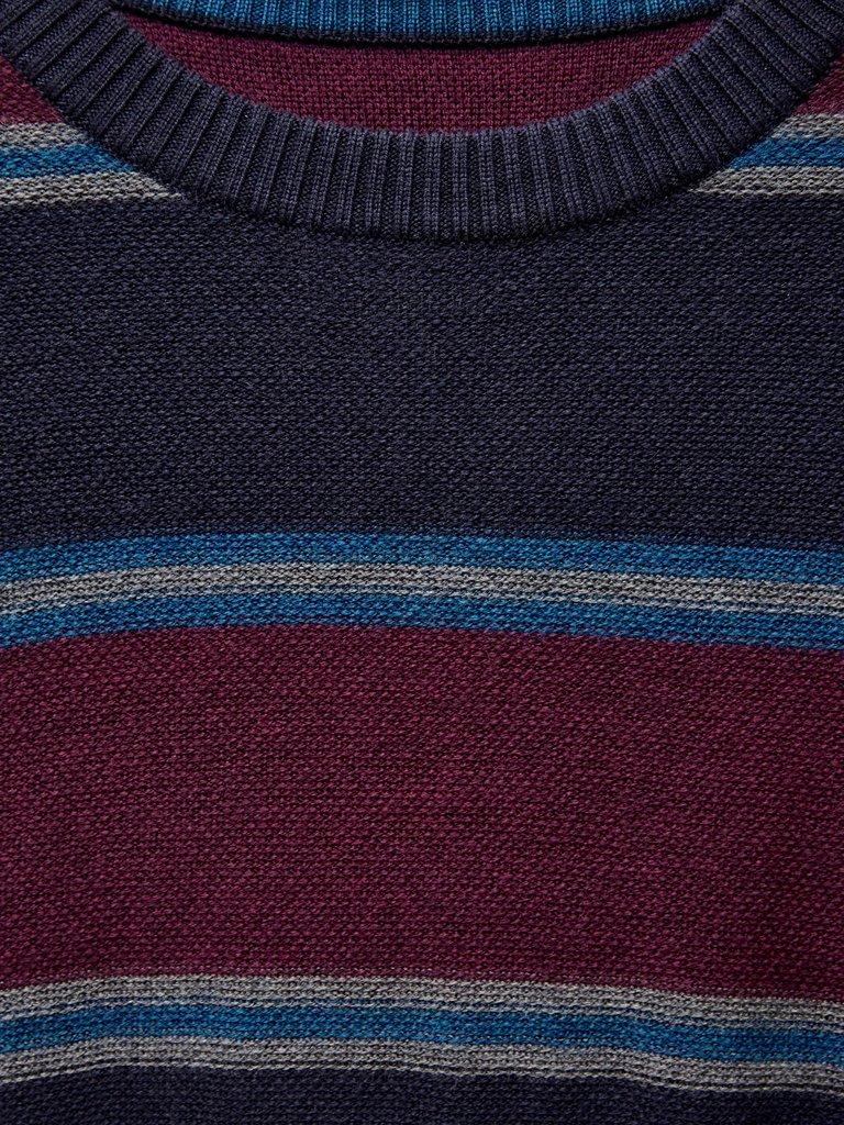 Newport Merino Stripe Crew in NAVY MULTI - FLAT DETAIL