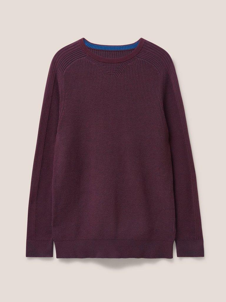 Pentire Crew in DK PLUM - FLAT FRONT