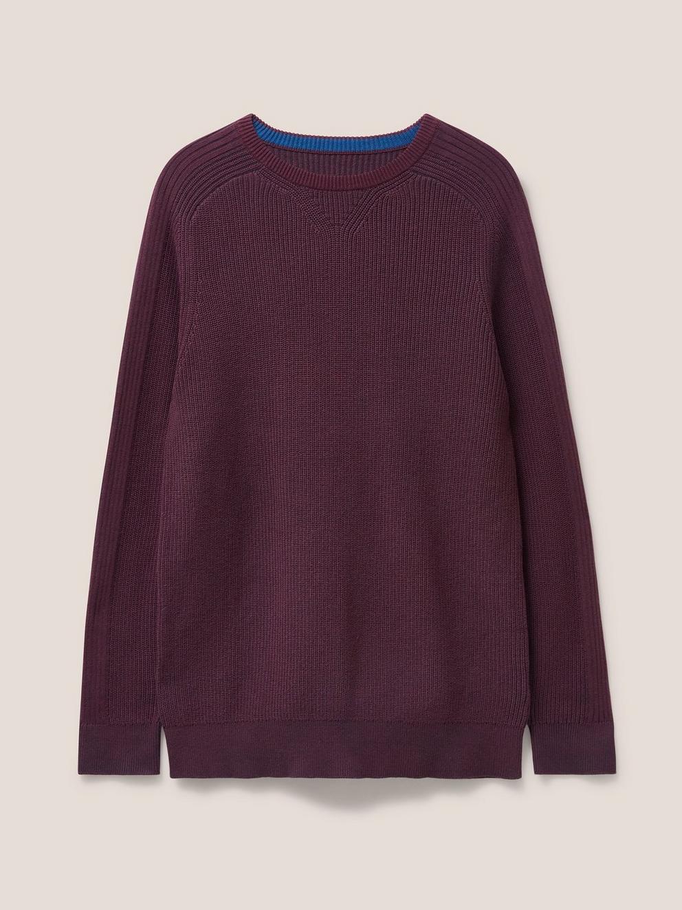 Pentire Crew in DK PLUM - FLAT FRONT