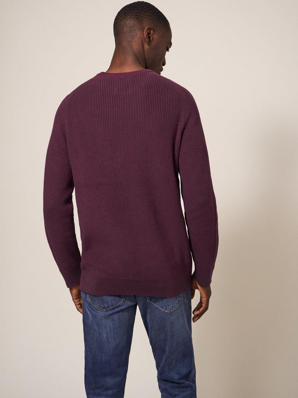 Pentire Crew in DK PLUM - MODEL BACK