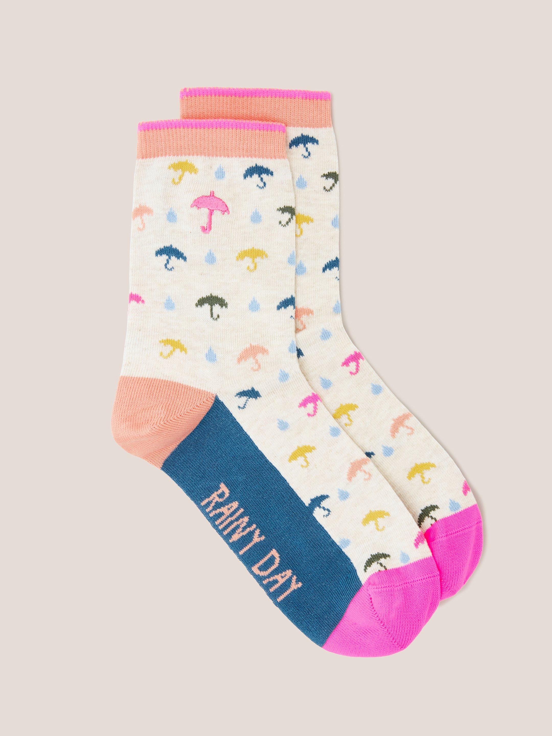 Rainy Day Ankle Sock in NAT MLT - FLAT FRONT