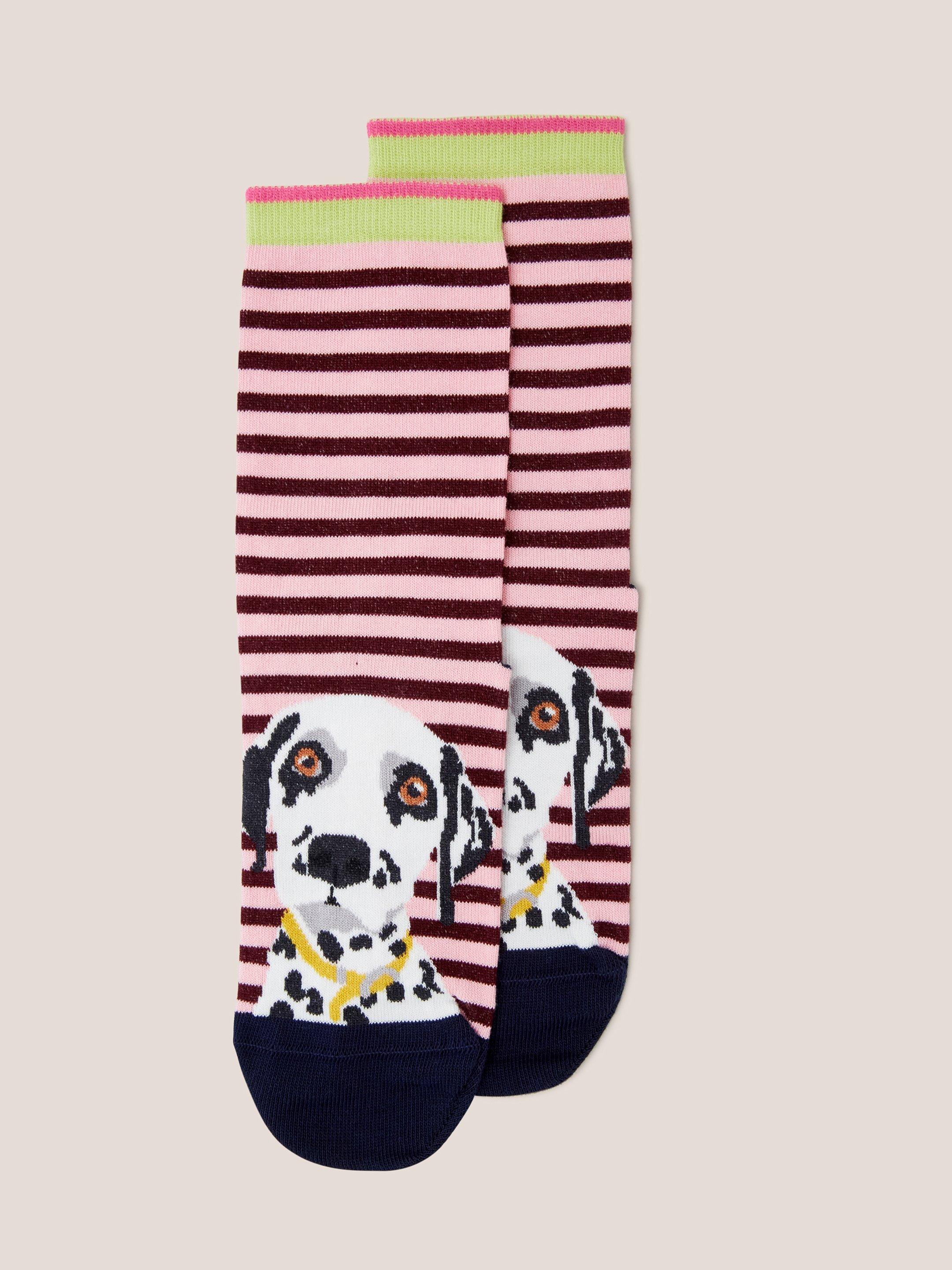 Dalmatian Stripe Ankle Sock in PINK MLT - FLAT FRONT