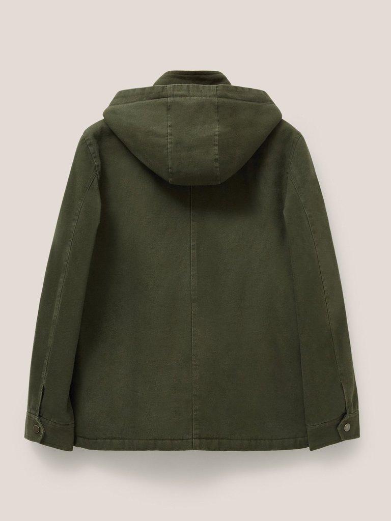 Borg Lined Winter Jacket in KHAKI GRN - FLAT BACK