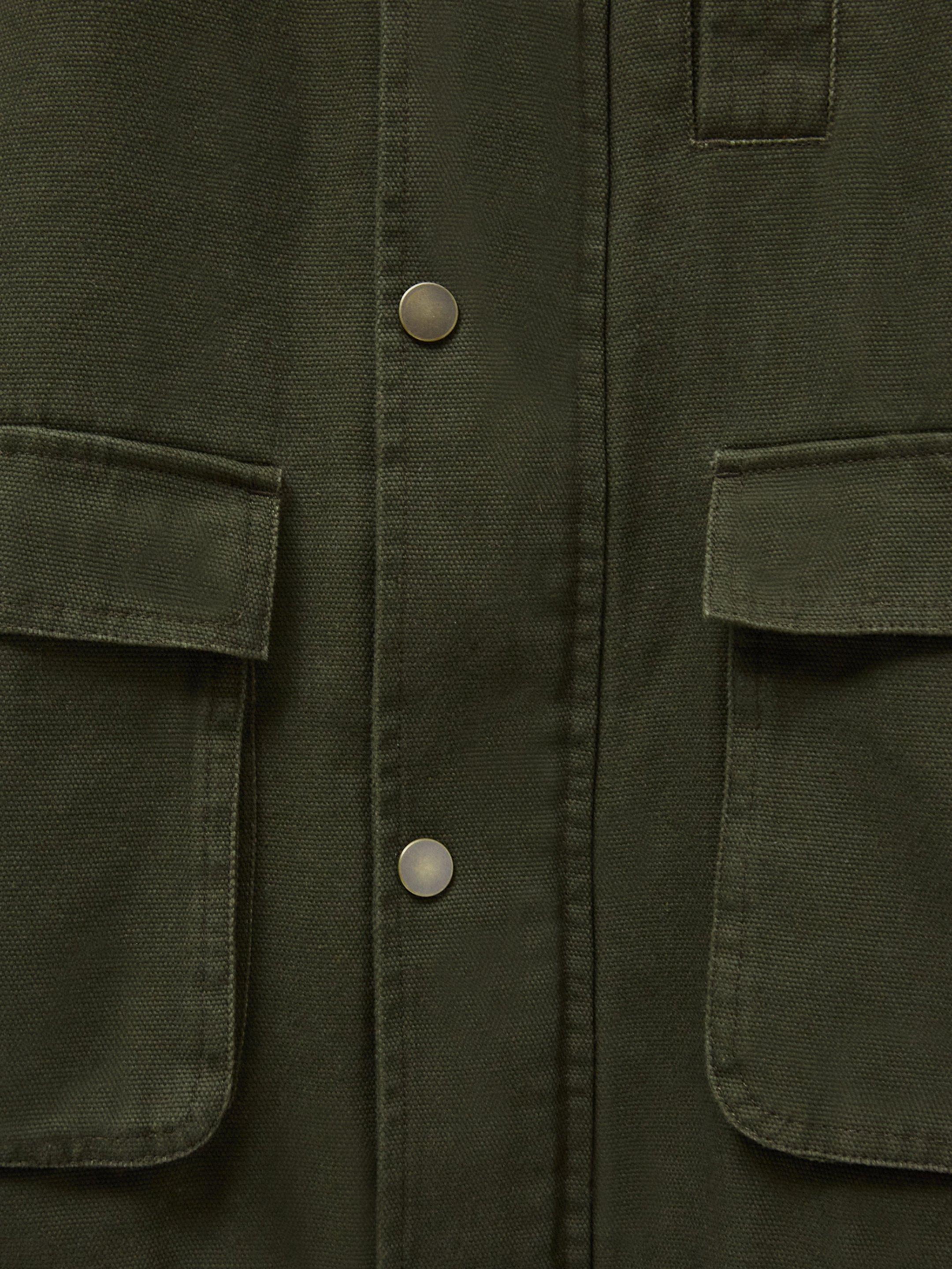 Borg Lined Winter Jacket in KHAKI GRN - FLAT DETAIL