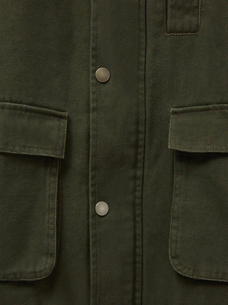 Borg Lined Winter Jacket in KHAKI GRN - FLAT DETAIL