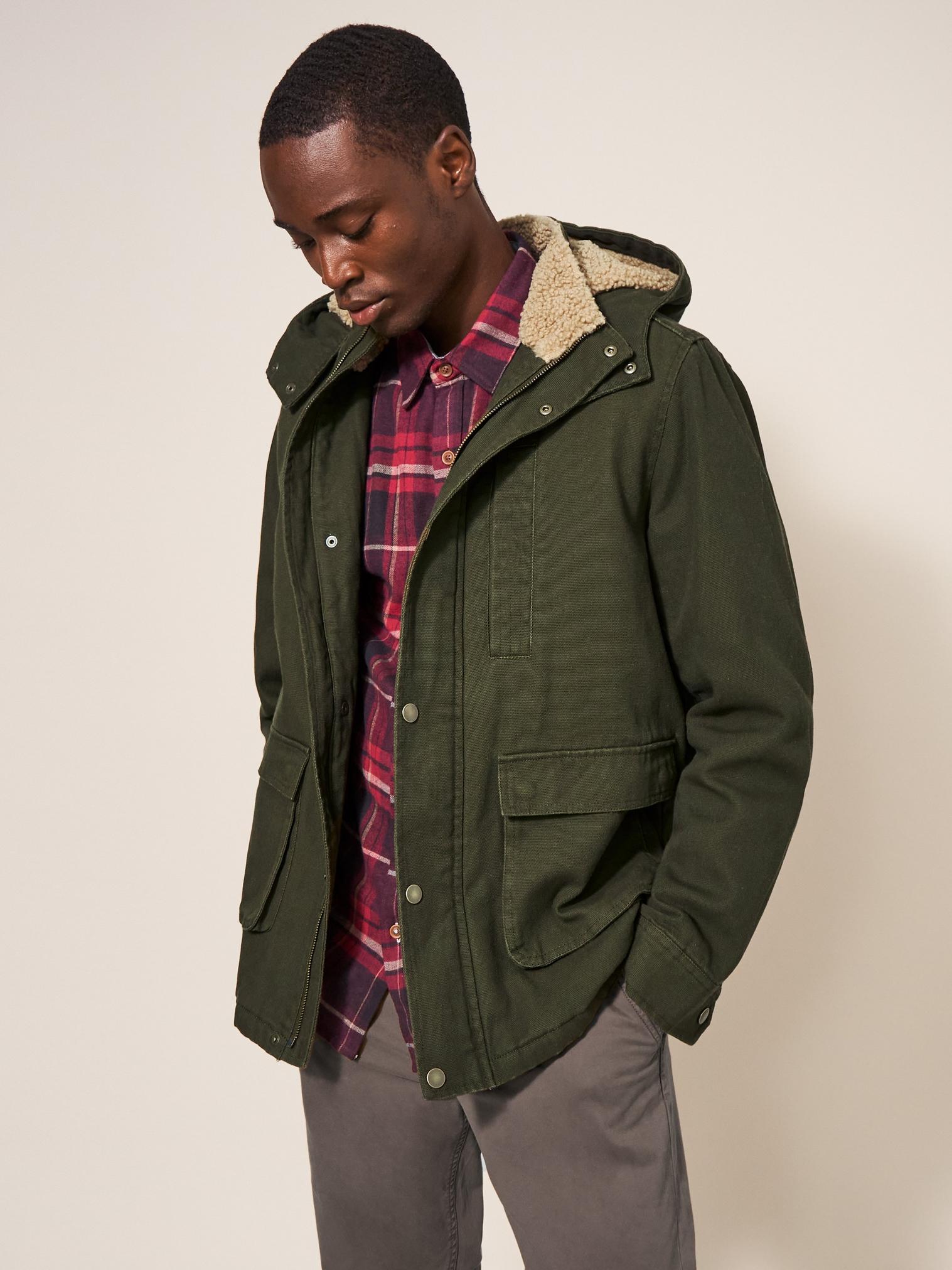 Borg Lined Winter Jacket in KHAKI GRN - LIFESTYLE
