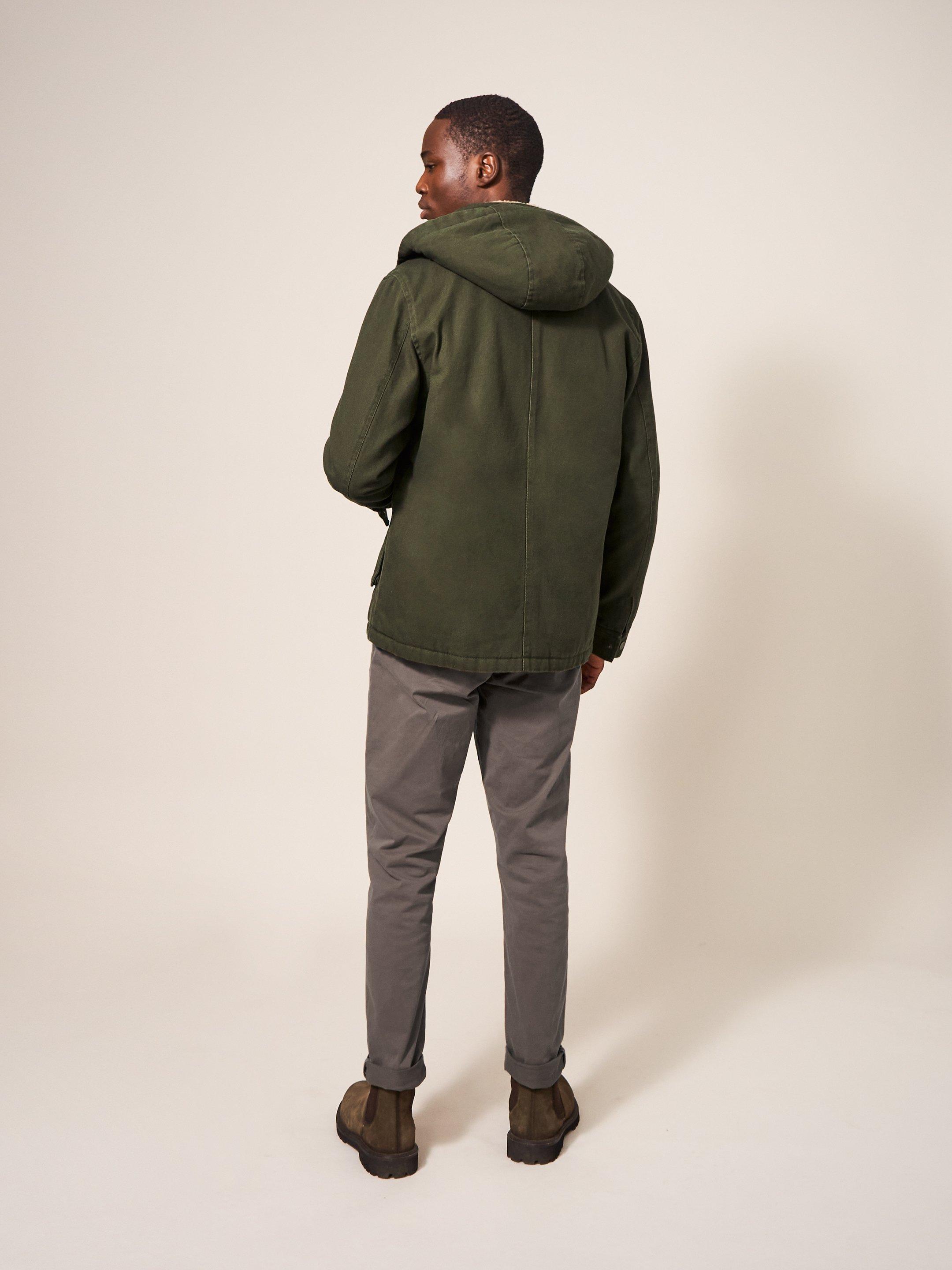 Borg Lined Winter Jacket in KHAKI GREEN