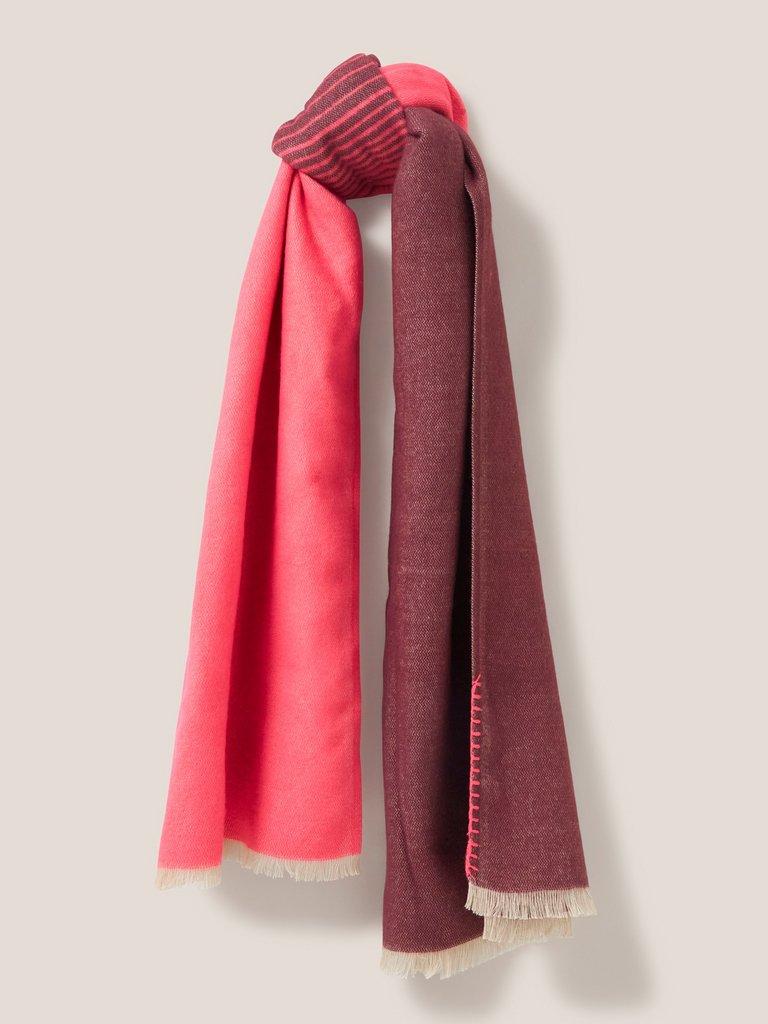 Selma Midweight Scarf in BRT PINK - MODEL FRONT