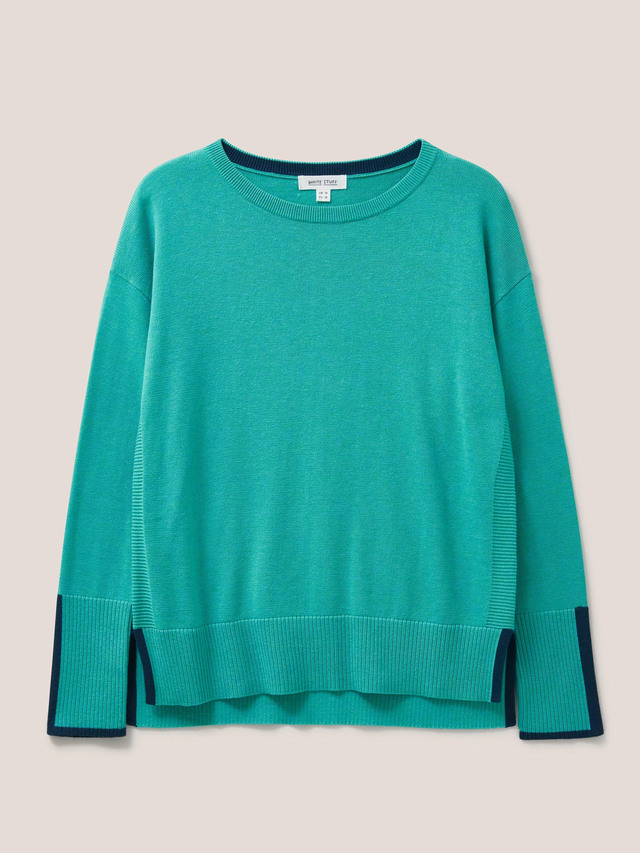 Olive Knitted Jumper in BRT BLUE - FLAT FRONT