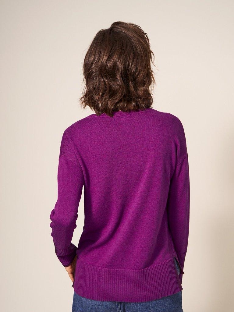 Olive Knitted Jumper in DK PINK - MODEL BACK