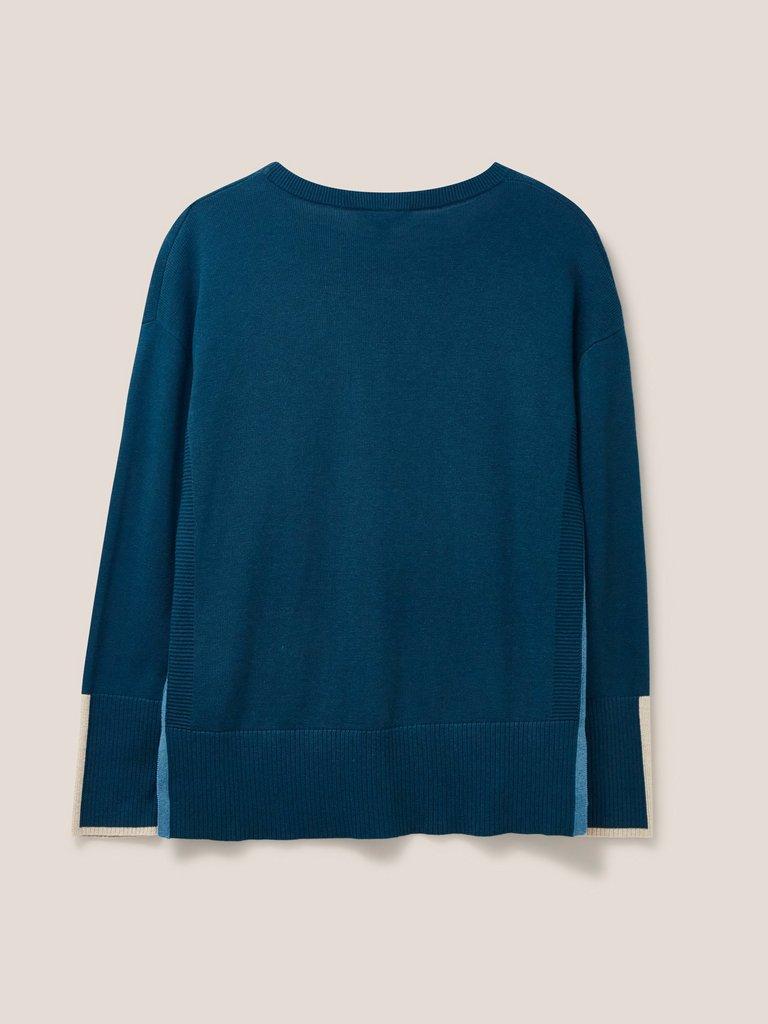 Olive Knitted Jumper in DK TEAL - FLAT BACK