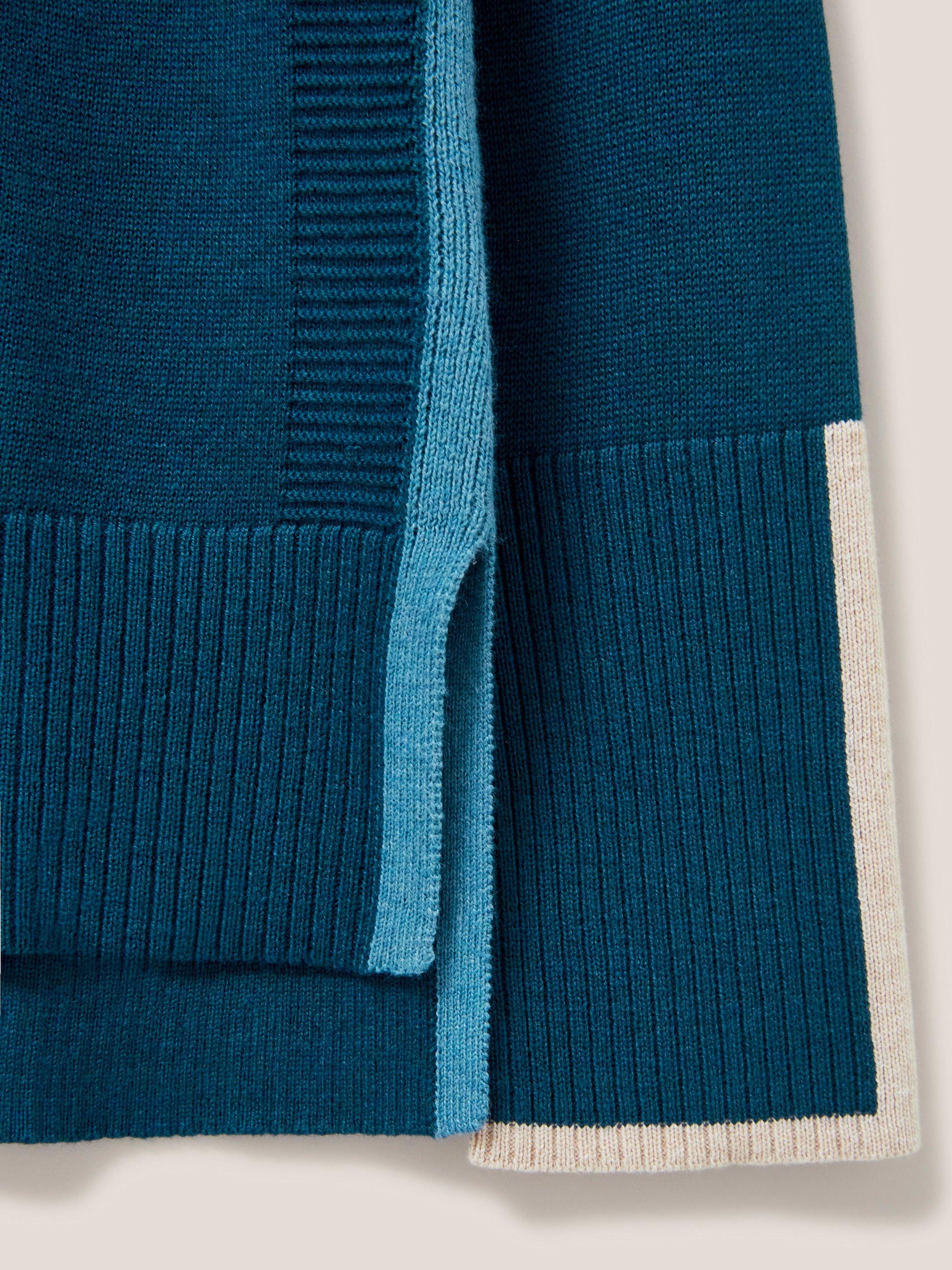 Olive Knitted Jumper in DK TEAL - FLAT DETAIL