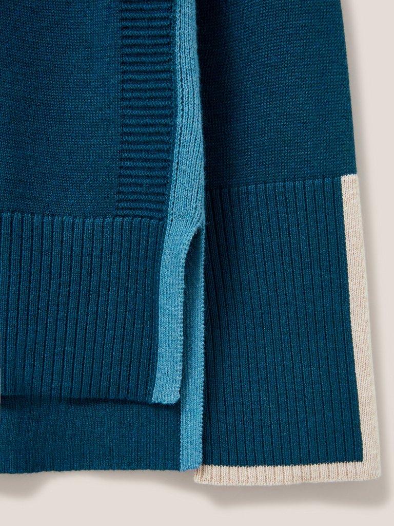Olive Knitted Jumper in DK TEAL - FLAT DETAIL