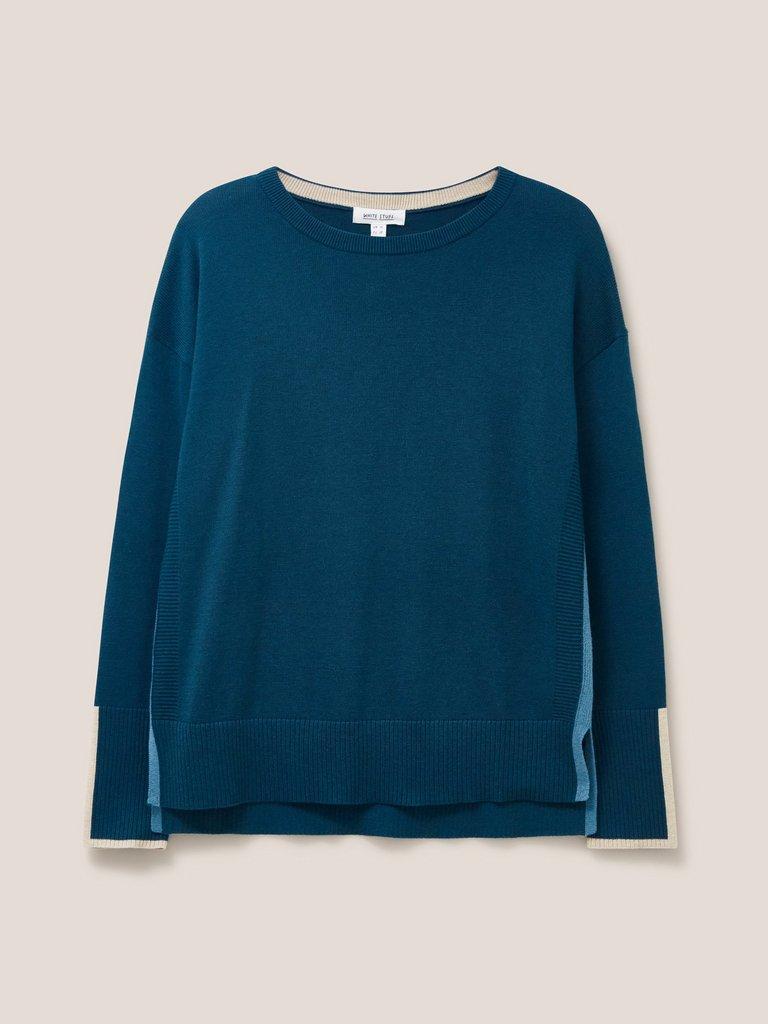 Olive Knitted Jumper in DK TEAL - FLAT FRONT