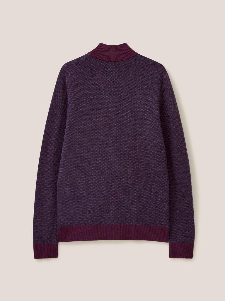 Newport Merino Jacquard Funnel in MID PLUM - FLAT BACK