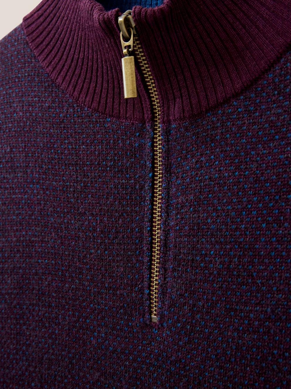 Newport Merino Jacquard Funnel in MID PLUM - FLAT DETAIL