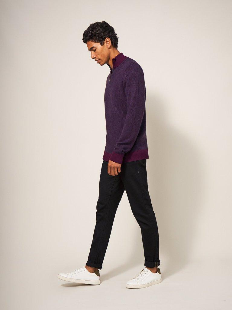 Newport Merino Jacquard Funnel in MID PLUM - MODEL DETAIL