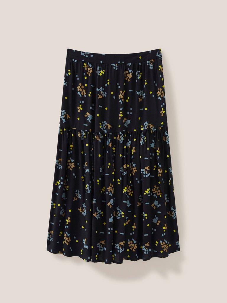 Jamima Eco Vero Midi Skirt in BLK MLT - FLAT BACK