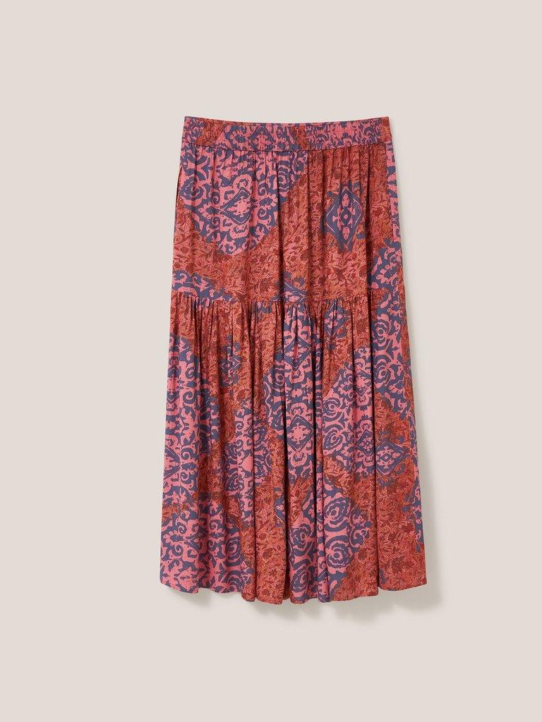 Jamima Eco Vero Midi Skirt in RED MLT - FLAT BACK