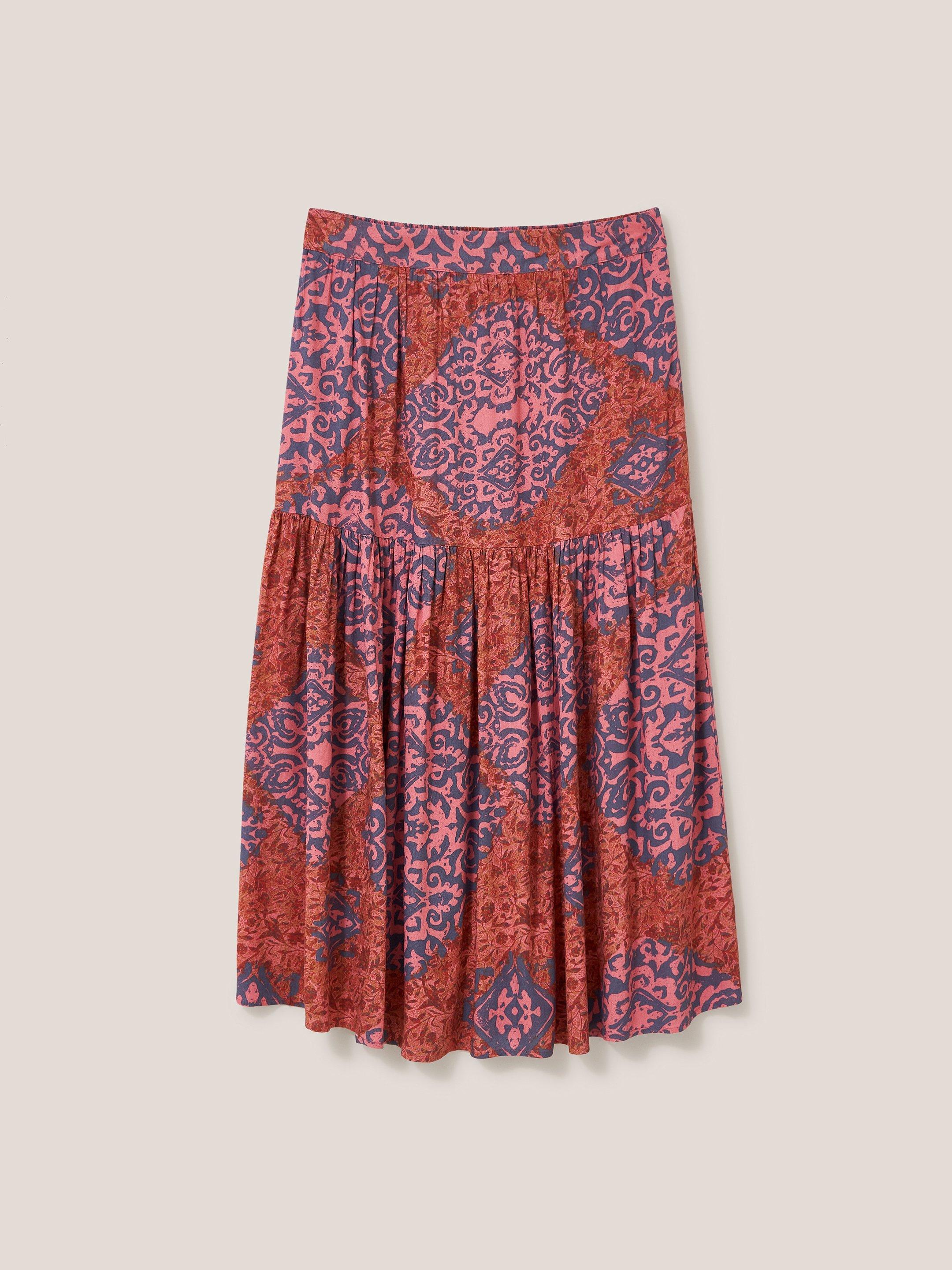 Jamima Eco Vero Midi Skirt in RED MLT - FLAT FRONT