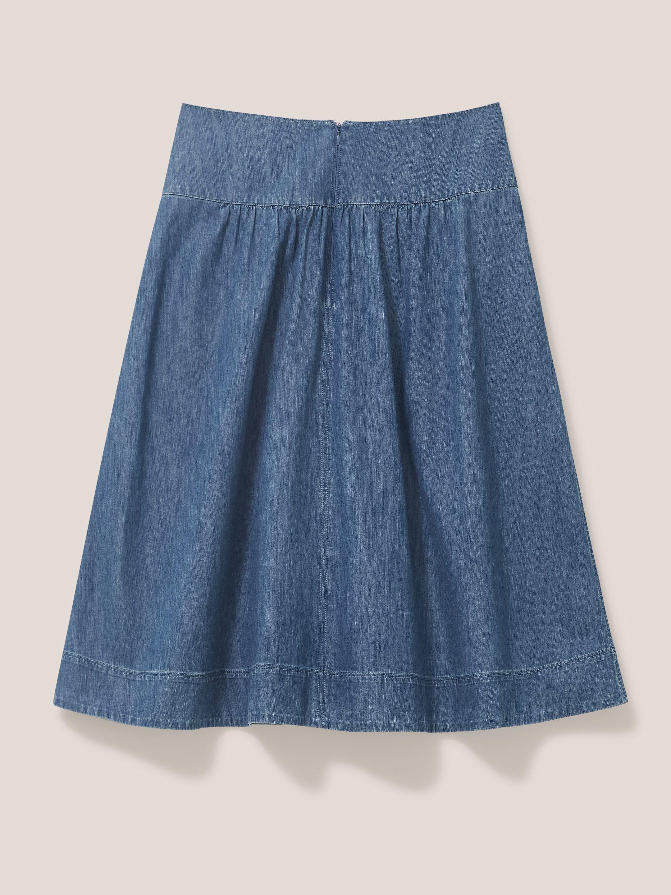 Charlotte Denim Midi Skirt in MID DENIM | White Stuff