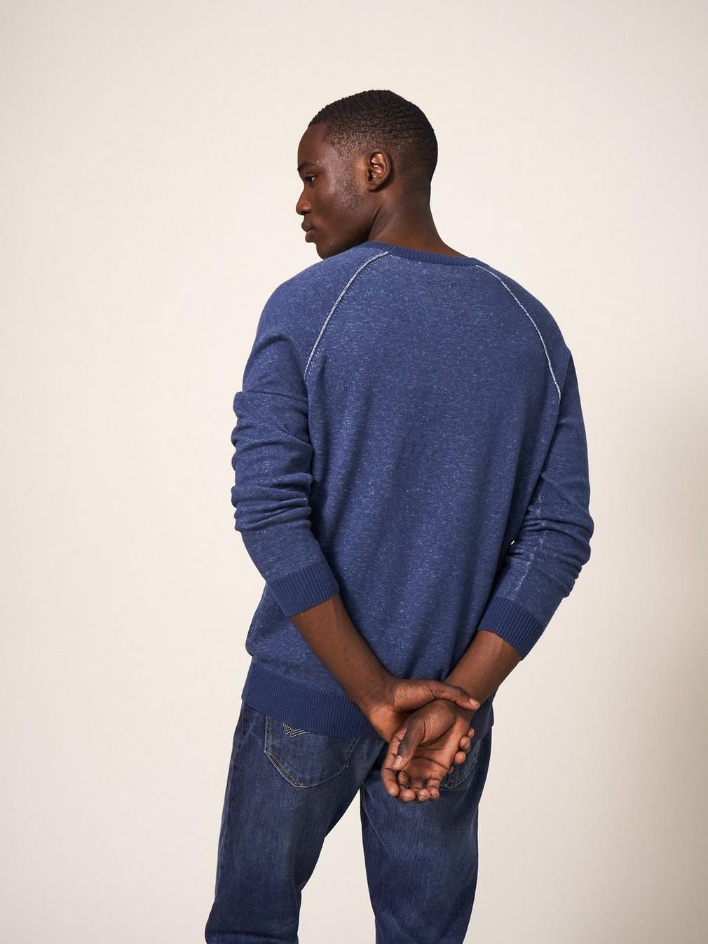 Plated Crew in INDIGO BLE - MODEL BACK