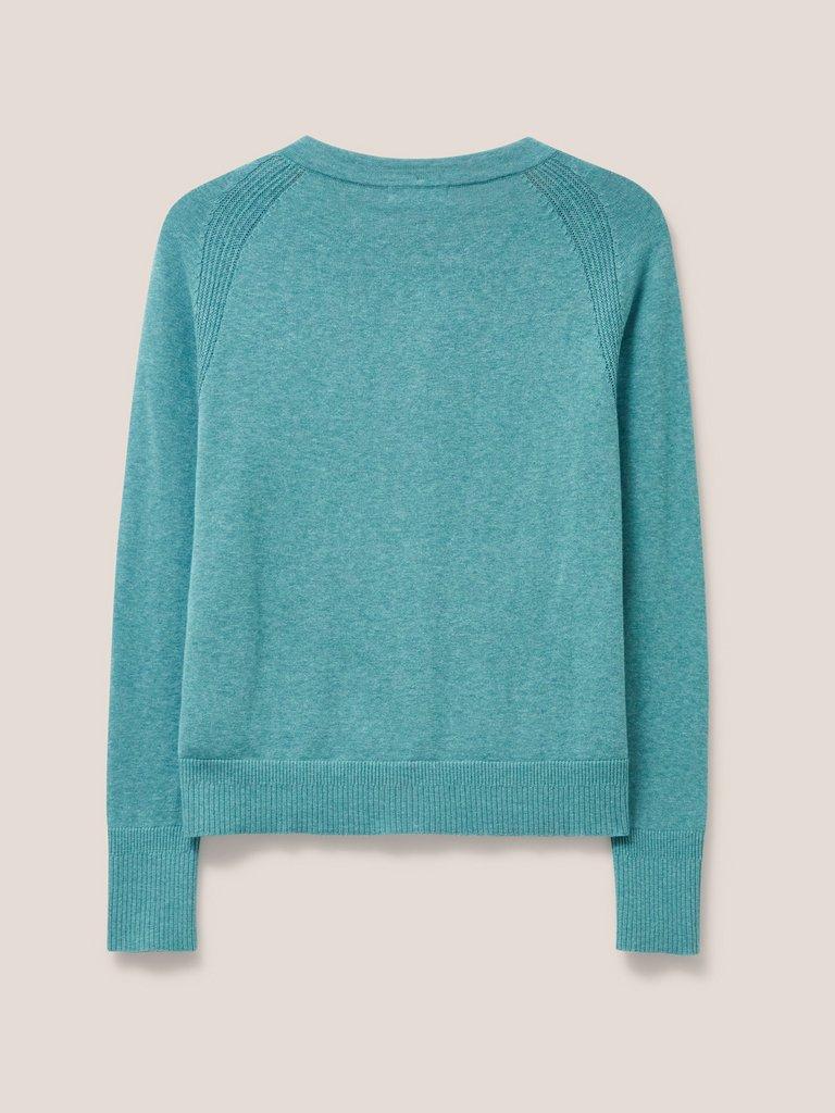 Lulu Knit Cardigan in MID TEAL - FLAT BACK