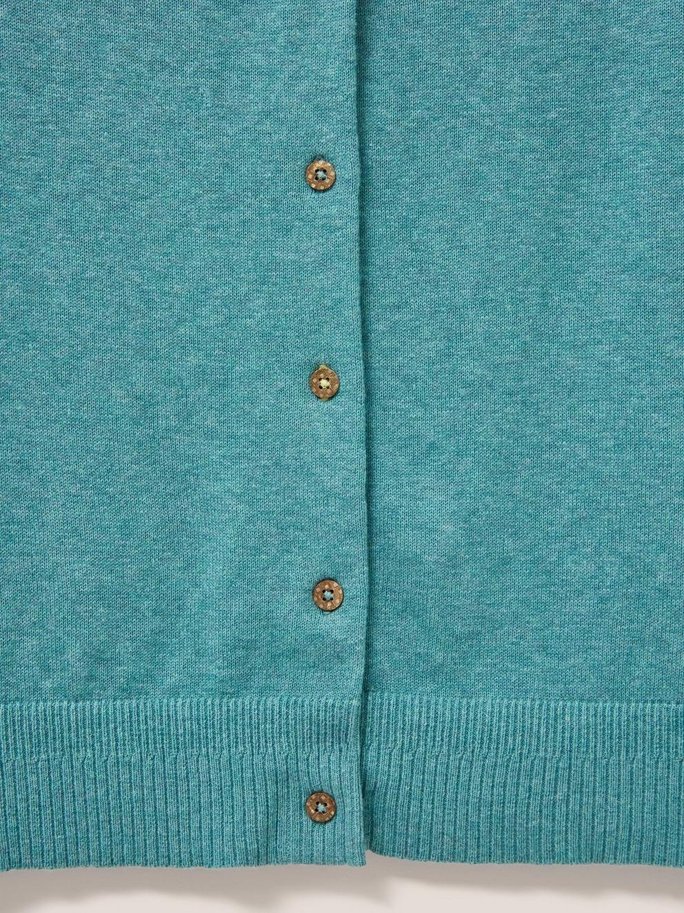 Lulu Knit Cardigan in MID TEAL - FLAT DETAIL