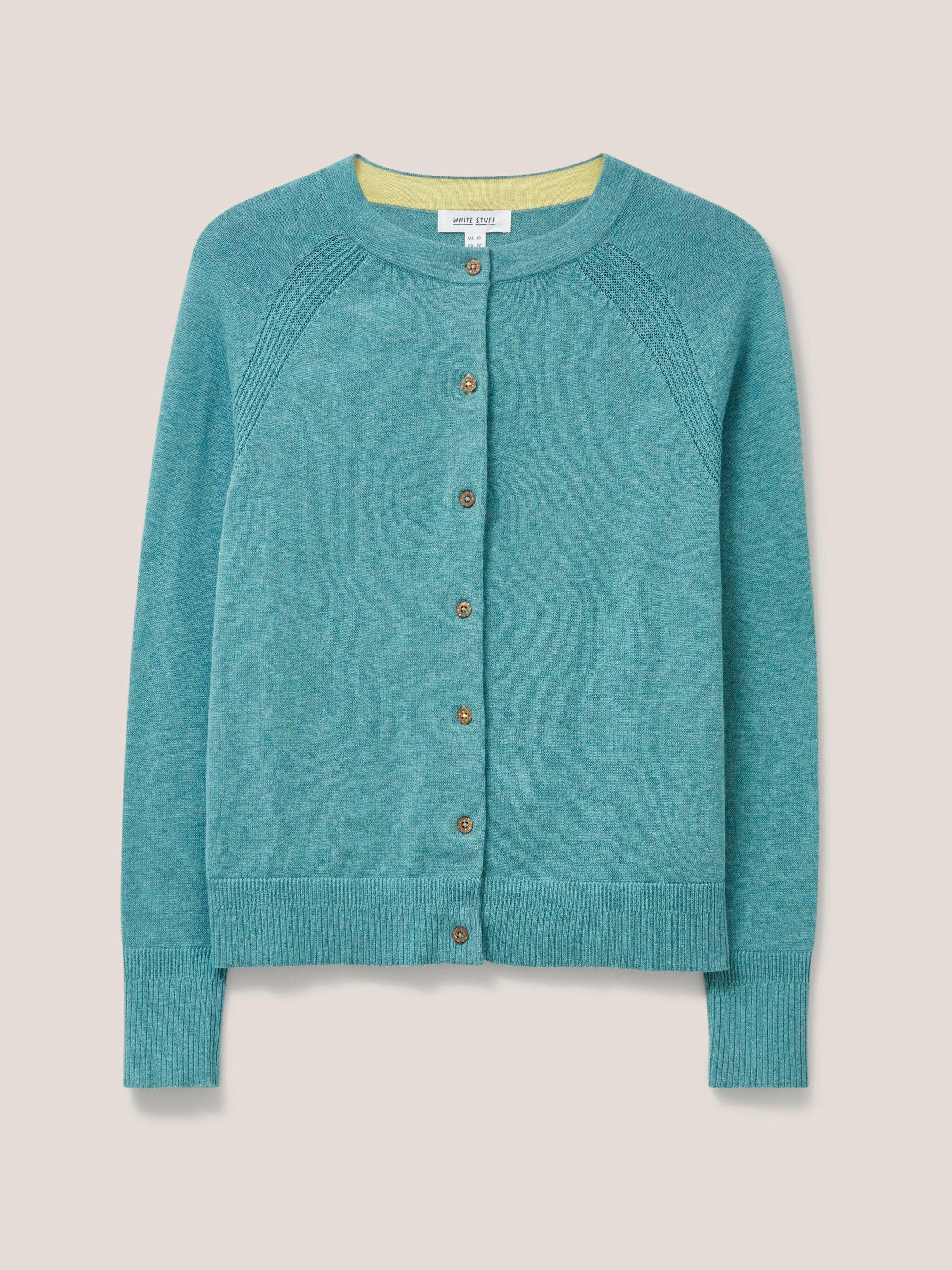 Lulu Knit Cardigan in MID TEAL - FLAT FRONT